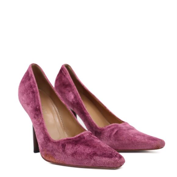 Gucci Vintage Purple Velvet Wood Heeled Pumps Size 8 - Picture 2 of 13